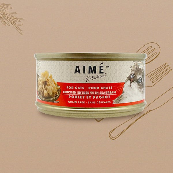 AIME Kitchen -啖啖肉補水系列-無穀物營養貓罐-雞肉配鯛魚85g X 24 (006367)