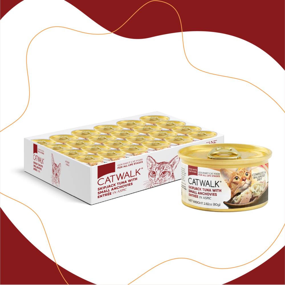 CATWALK貓主食罐頭 - 鰹吞拿魚+小鯷魚80g (007774)