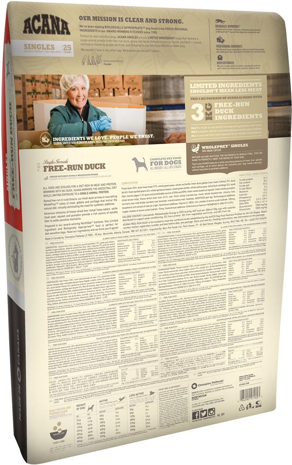 Acana單一蛋白狗糧-放養鴨11.4kg (004477)