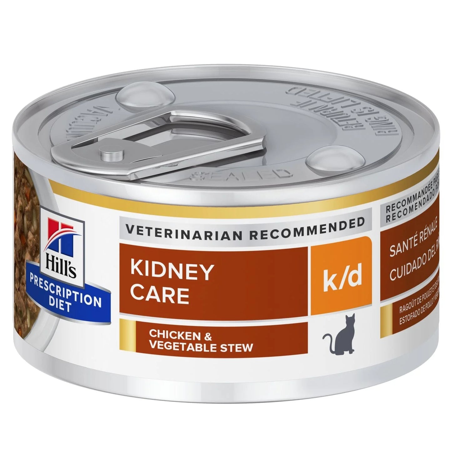HILL'S FELINE K/D CHICKEN & VEGETABLE STEW CANNED FOOD 2.9OZ /希爾思 K/D 腎臟護理(燉蔬菜雞肉口味) 處方貓罐頭 2.9OZ (3393)