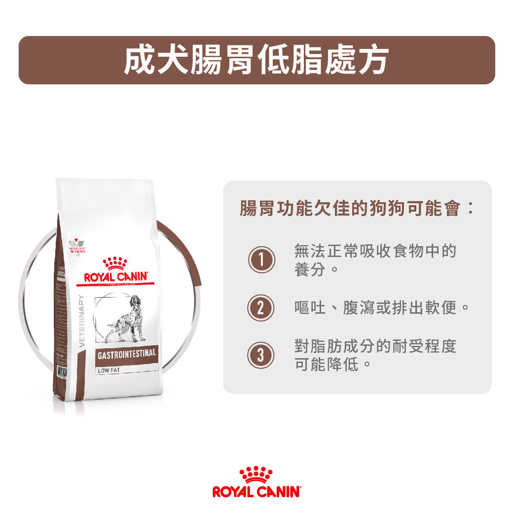 ROYAL CANIN - 成犬腸胃低脂處方糧 - GASTROINTESTINAL LOW FAT DOG 1.5KG/6KG/12KG