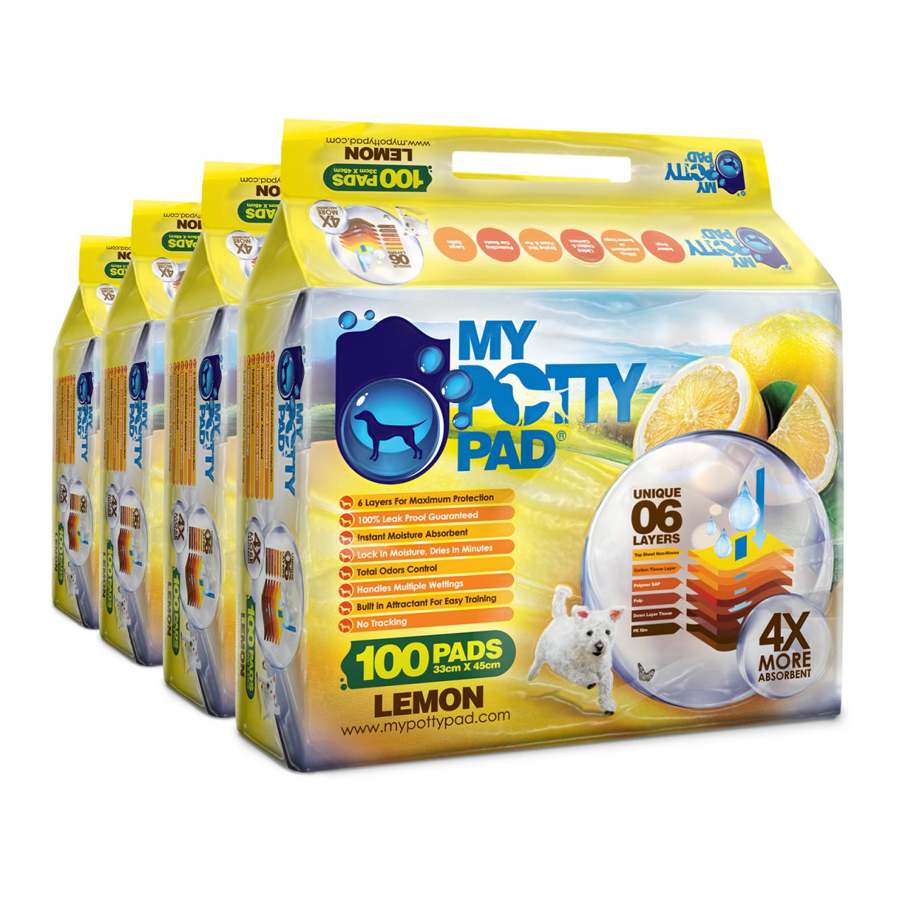 *原箱優惠* My Potty Pad 檸檬寵物尿墊 33x45cm 100pcs x4