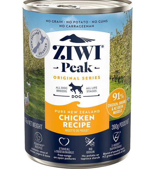 *原箱優惠*ZiwiPeak 鮮肉狗罐頭-放養雞配方170g x12 (006150)