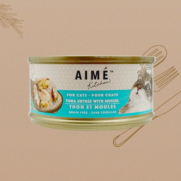 AIME Kitchen - 啖啖肉補水系列-無穀物營養貓罐-吞拿魚配青口85g X 24(006363)