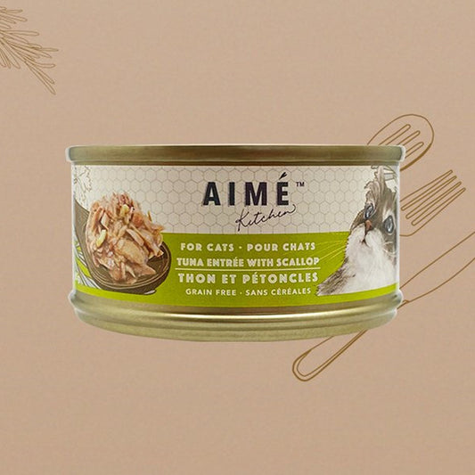 AIME Kitchen - 啖啖肉補水系列-無穀物營養貓罐-吞拿魚配扇貝85g  X 24 (006364)