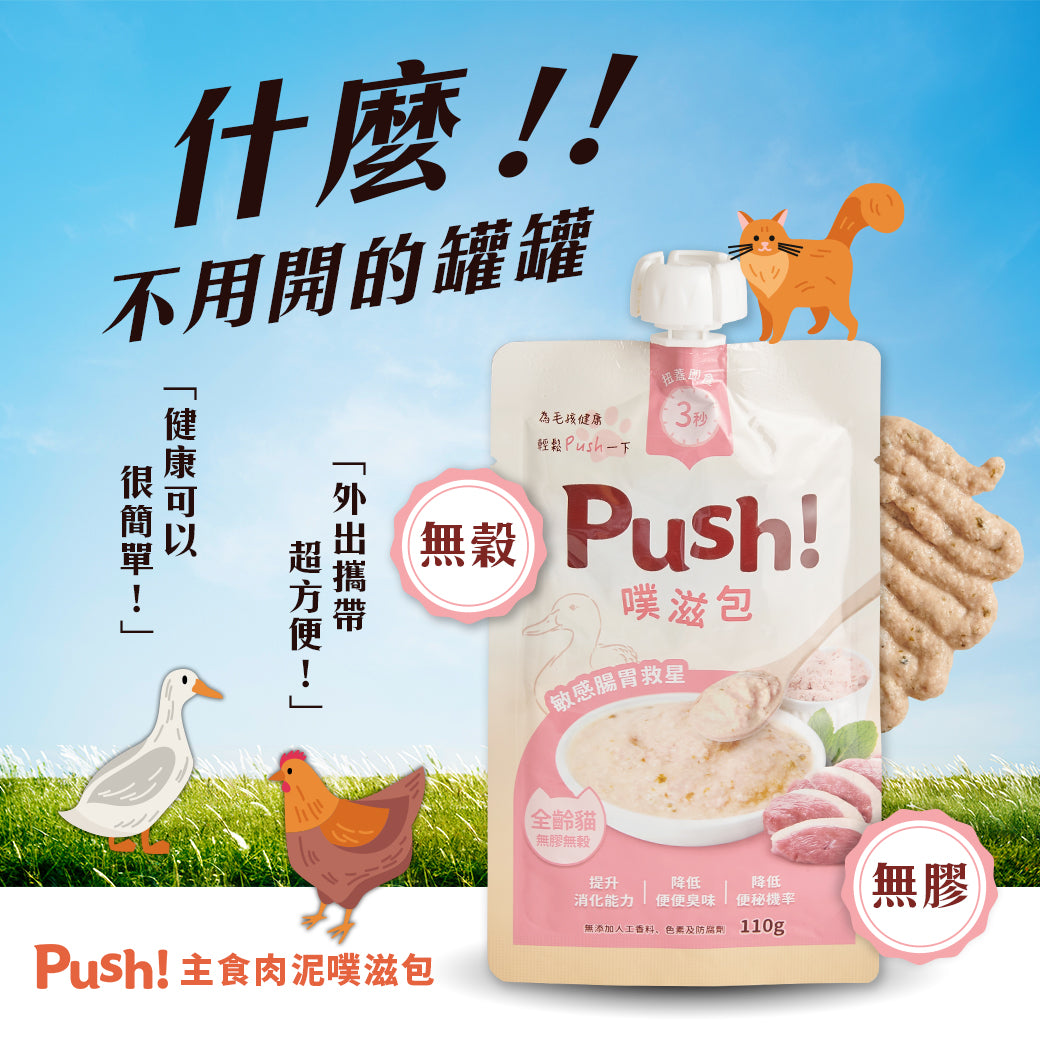 Push! 噗滋包 - 敏感腸胃救星 - 貓咪主食肉泥(櫻桃鴨) 110g (007415)