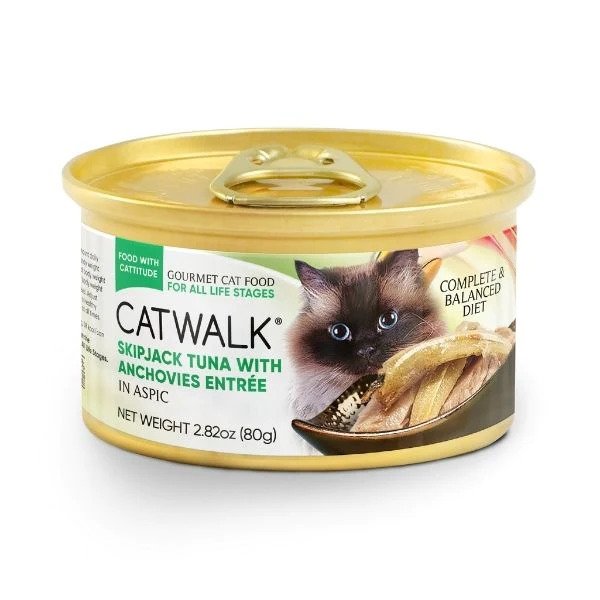 CATWALK貓主食罐頭 - 鰹吞拿魚+鯷魚 80g (綠) (007775)