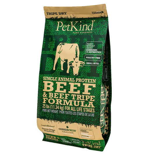 PetKind - 無穀物全犬乾糧-單一動物蛋白質-牛草胃及牛肉25lb (1-790)