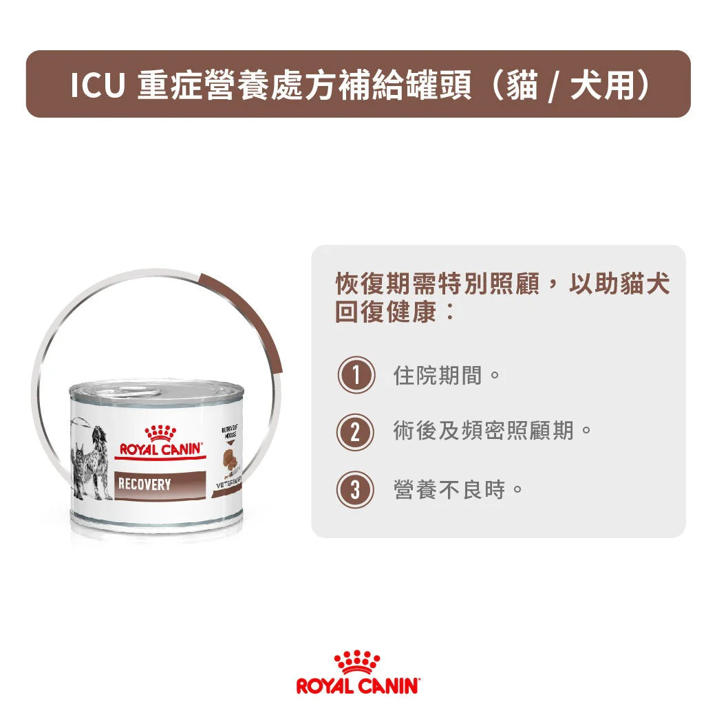 ROYAL CANIN - ICU重症營養補給處方（貓/犬用）濕糧罐頭 (單罐) 195G/RECOVERY FOR DOGS/CATS 195G