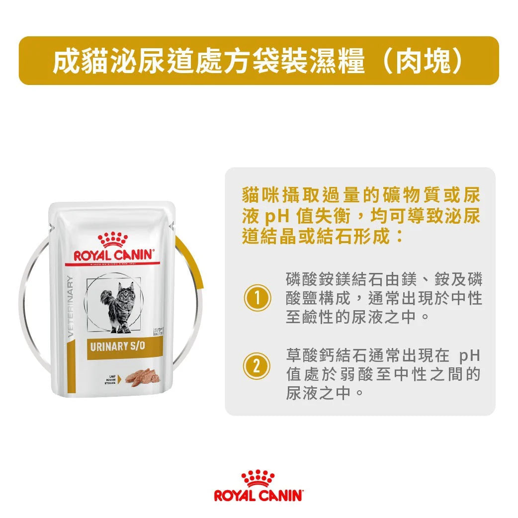 ROYAL CANIN - 成貓泌尿道處方濕糧(肉塊) 每包 85G  /VHN URINARY S/O (LOAF)FOR CAT 85G