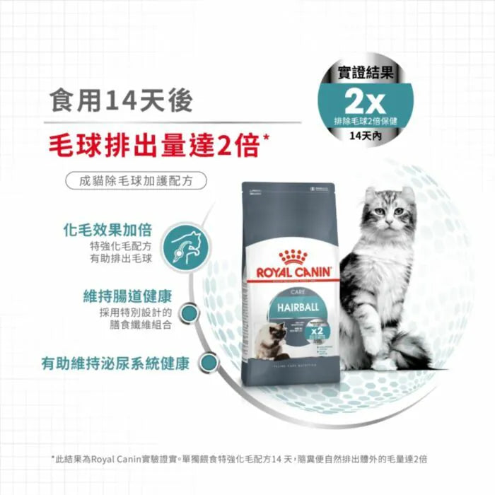 Royal Canin 法國皇家貓乾糧 - 成貓除毛球加護配方 /FCN HAIRBALL CARE  2KG,4KG,10KG