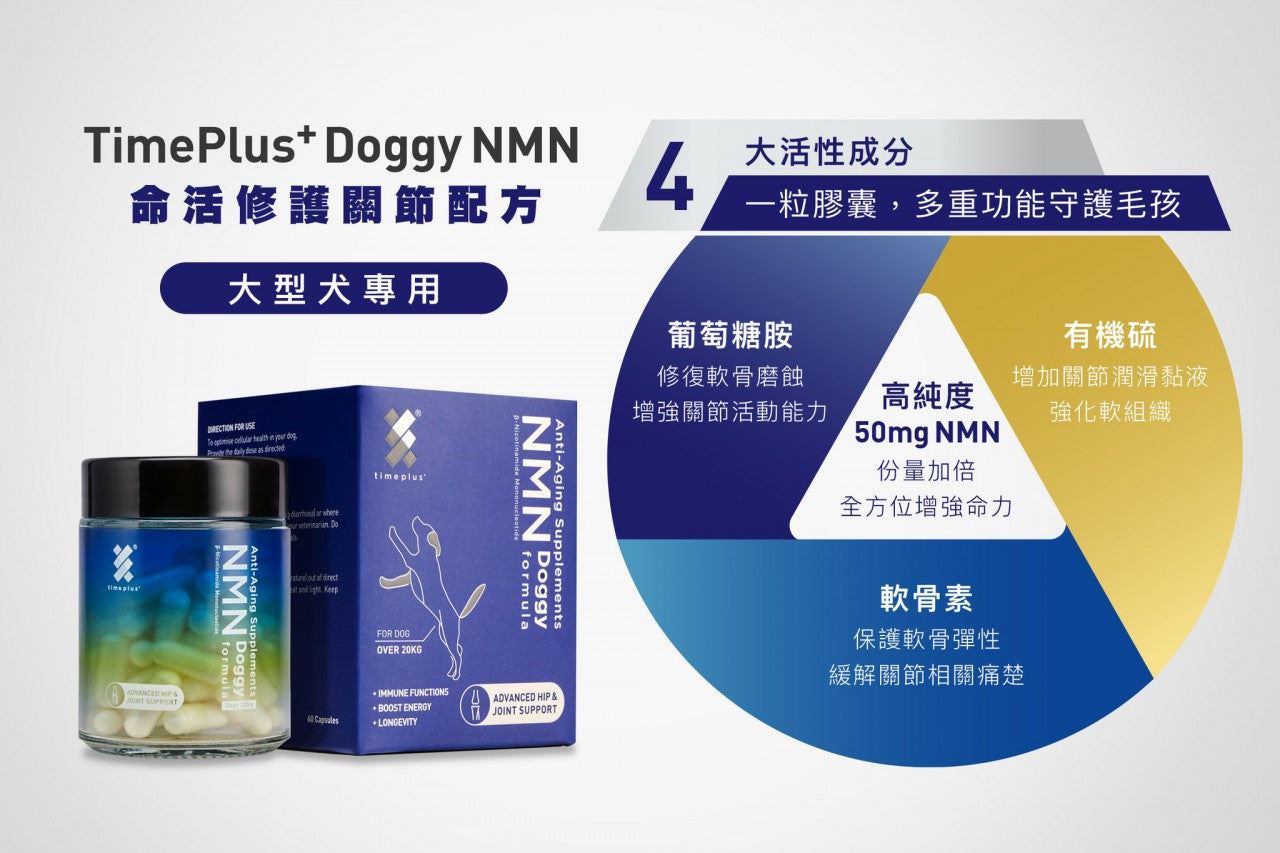 Timeplus Doggy(狗狗)NMN命活修護關節配方(大型犬專用)60粒 (006919)