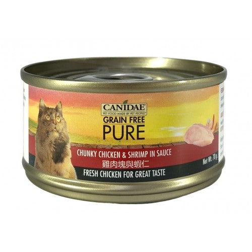 *原箱優惠* Canidae 無穀物全貓主食罐頭-雞肉塊與蝦仁70g x24 (005083)