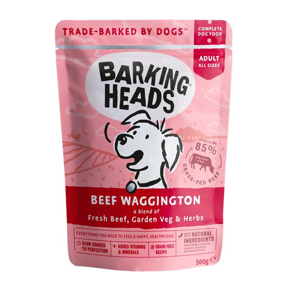 *原箱優惠* Barking Heads 無穀物成犬用主食濕包-85%草飼牛+田園蔬菜香草300g x10 (004966)