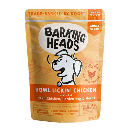 *原箱優惠* Barking Heads 無穀物成犬用主食濕包-85%放養雞肉+田園蔬菜香草300g x10 (004967)