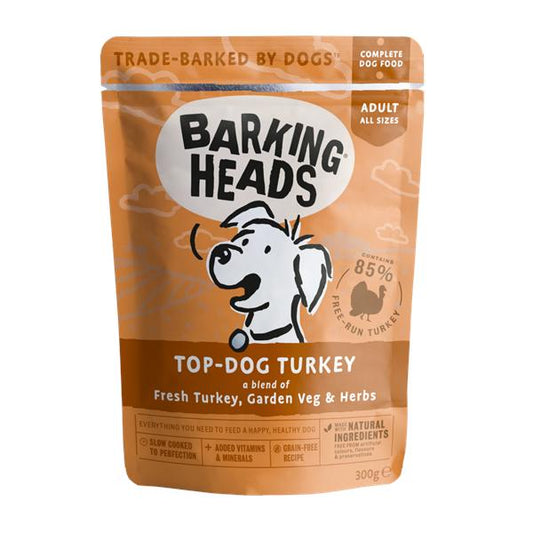 *原箱優惠*Barking Heads無穀物成犬用主食濕包-85%放養火雞+田園蔬菜香草300g x10 (004970)