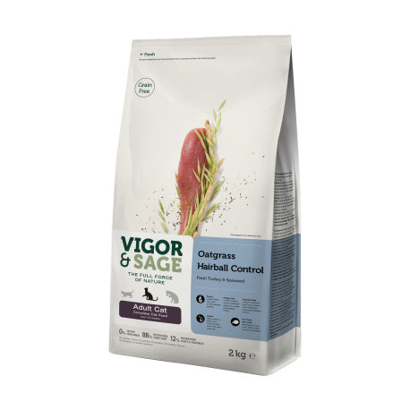 Vigor&Sage 無穀物燕麥草去毛球成貓糧2kg (002856)