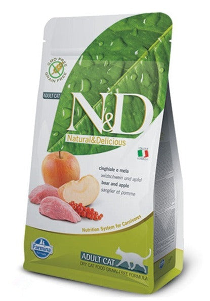 N&D天然無穀物貓糧-成貓野豬蘋果1.5kg (005792)