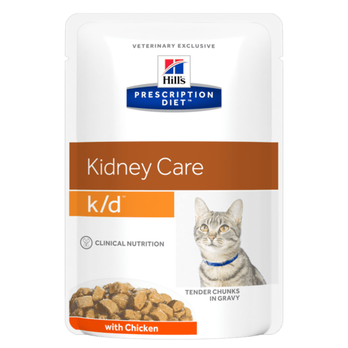 HILL'S PRESCRIPTION DIET FELINE POUCH  / 希爾思貓用處方濕包 k/d 腎臟護理配方(雞肉味) 85G x12包 (606267)