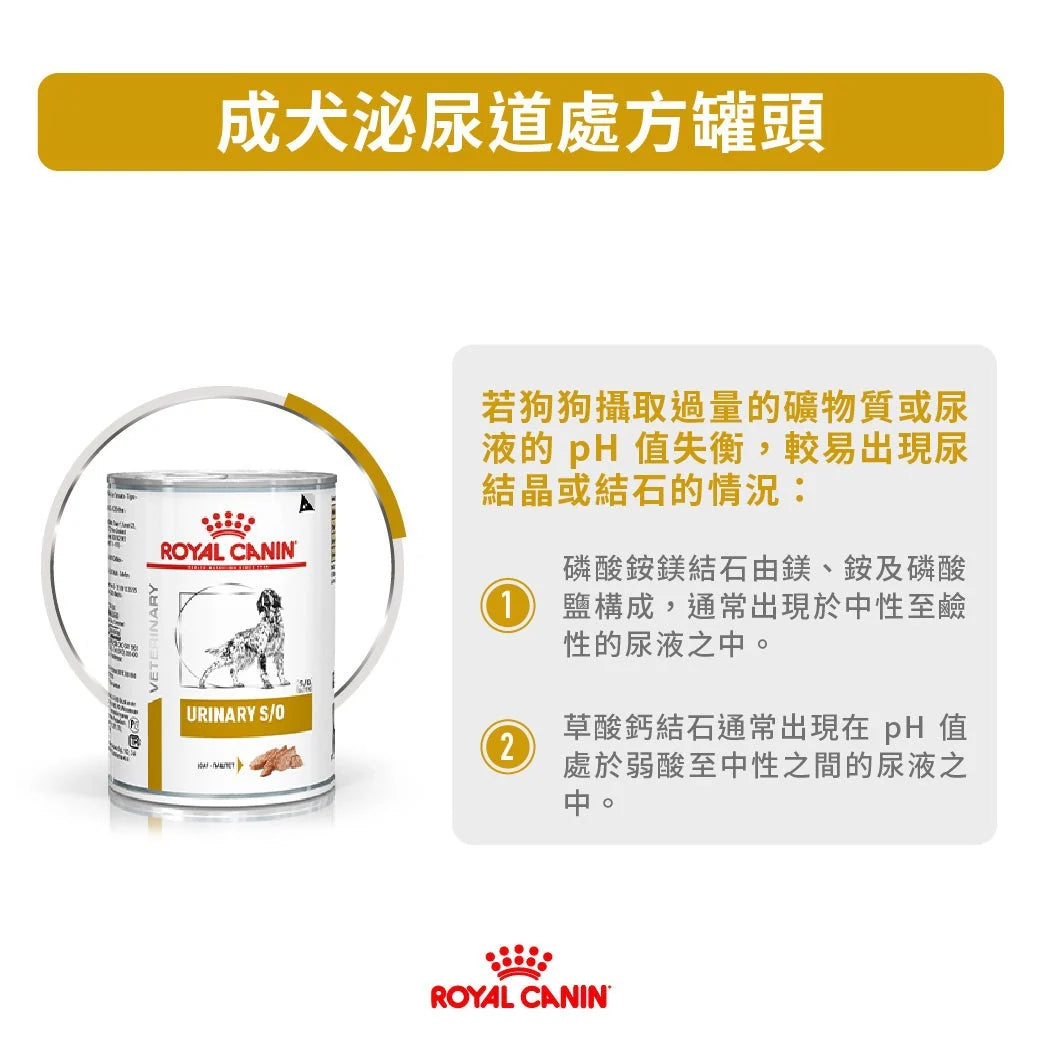 ROYAL CANIN - 成犬泌尿道處方濕糧罐頭(肉塊) 單罐 410G/CANINE URINARY S/O CAN-LOAF 410G