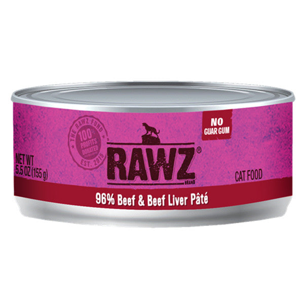 *原箱優惠*RAWZ全貓主食肉醬罐頭-96%牛肉、牛肝155g x24 (005912 x24)