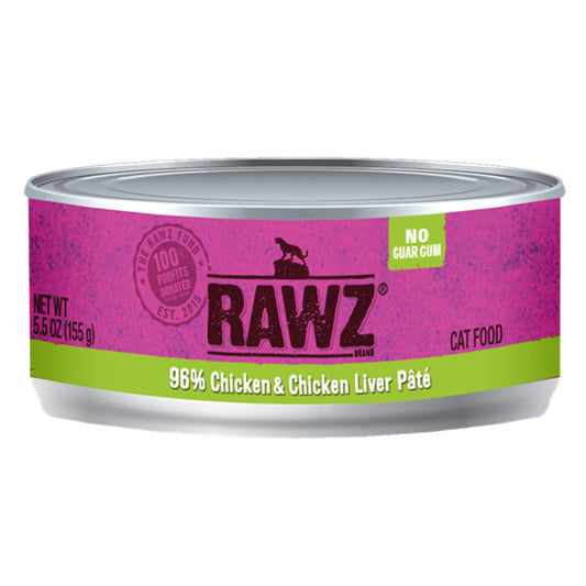 RAWZ全貓主食肉醬罐頭-96%雞肉、雞肝155g (005913)