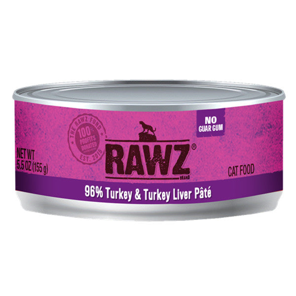 *原箱優惠*RAWZ全貓主食肉醬罐頭-96%火雞肉、火雞肝155g x24 (005915 x24)