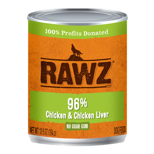 *原箱優惠*RAWZ全犬罐頭-無穀物96%雞肉、雞肝配方354g x12 (005917)