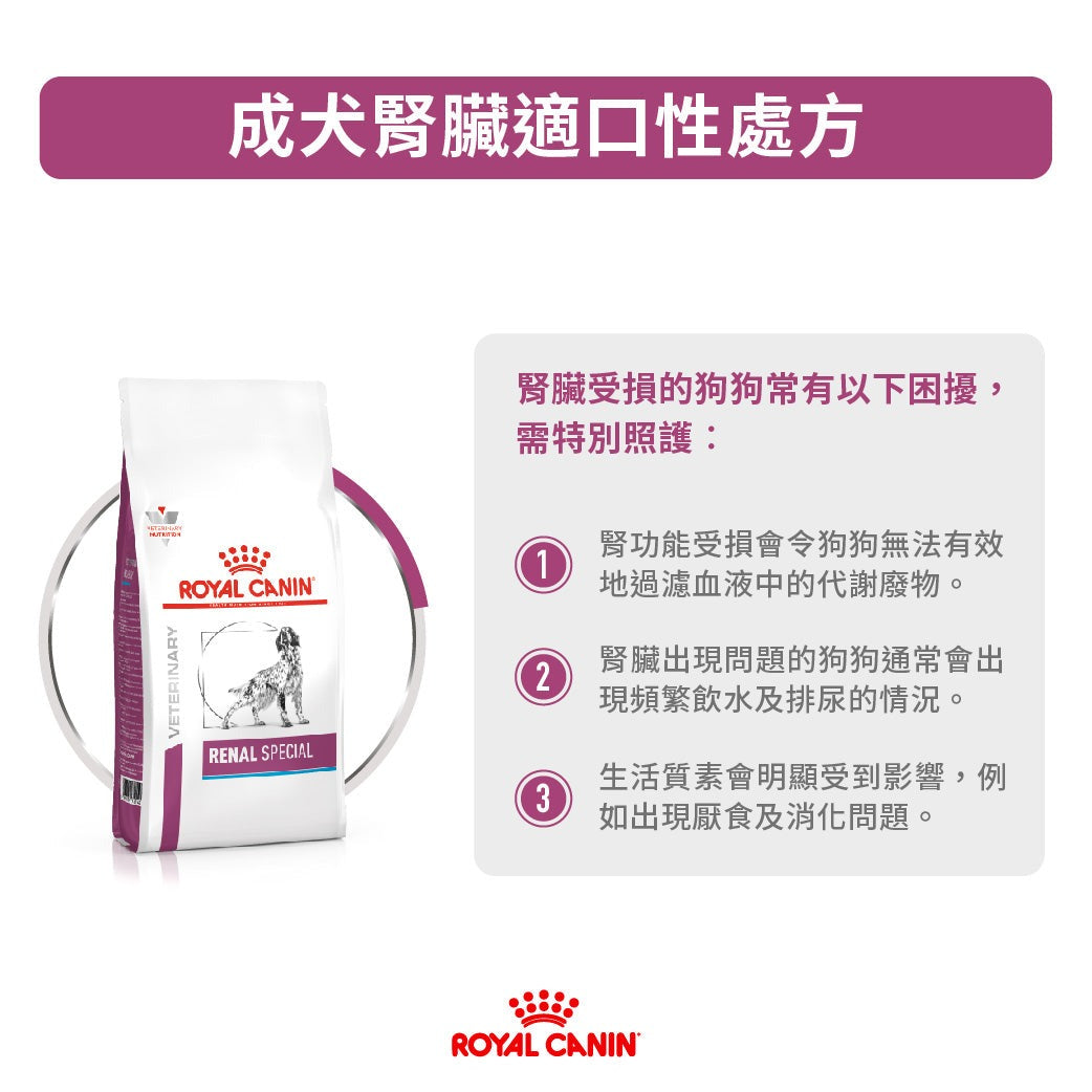 ROYAL CANIN - 成犬腎臟嗜口性處方糧 - VHN RENAL SPECIAL  FOR DOG 2KG