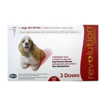 REVOLUTION FOR CATS AND DOGS (預防跳蚤、心絲蟲病、蛔蟲、鉤蟲、耳蟎)中型狗(Medium 20-40lbs) [紅盒]