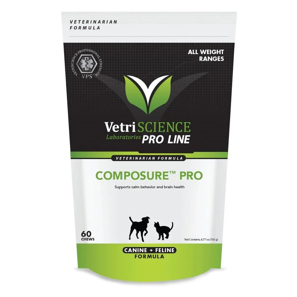 VETRISCIENCE - 貓狗情緒舒緩咀嚼肉粒60粒 COMPOSURE PRO (CALMING SUPPLEMENT) ALL WEIGHT RANGES BITE-SIZED CHEWS (60 CHEWS)