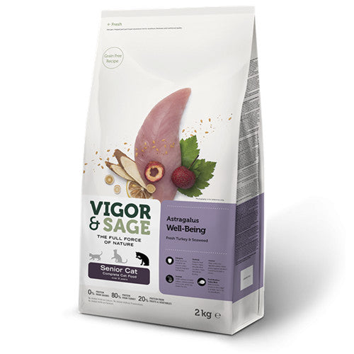 Vigor&Sage 無穀物黄芪抗衰老老貓糧(新鮮火雞肉+海苔)2kg (003927)